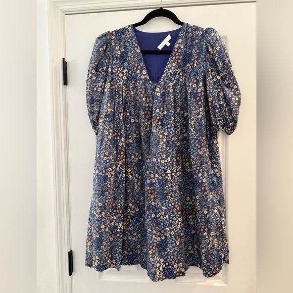 Karlie Multi Floral Puff Short Sleeve Mini Dress Small - Picture 2 of 6